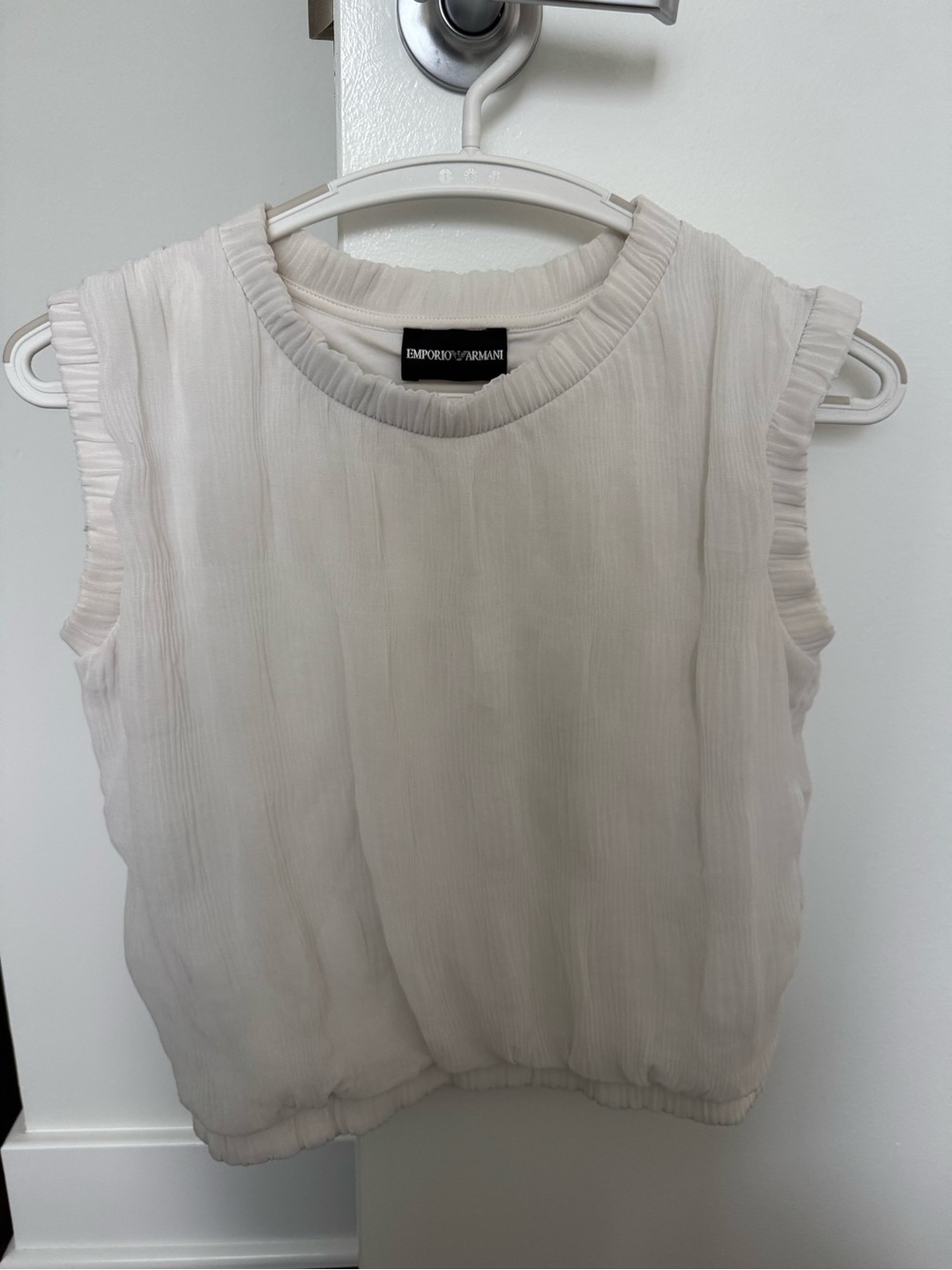 Cream Pleated Sleeveless Top